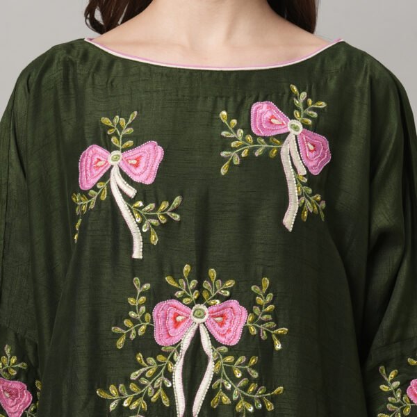 Embroidered Rosy Bow Jalabiya - Image 2