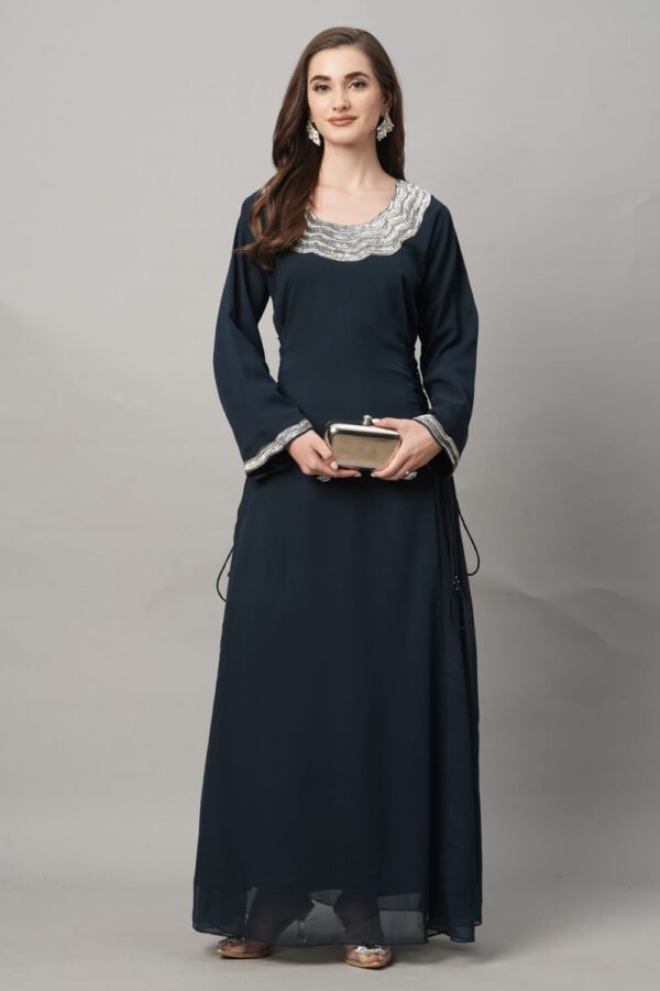 Silver Waves Embroidered Kaftan - Image 5