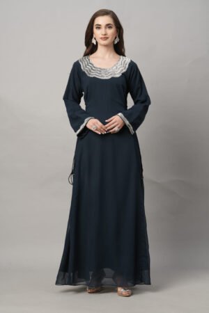 Silver Waves Embroidered Kaftan
