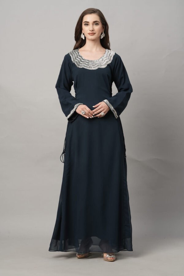 Silver Waves Embroidered Kaftan
