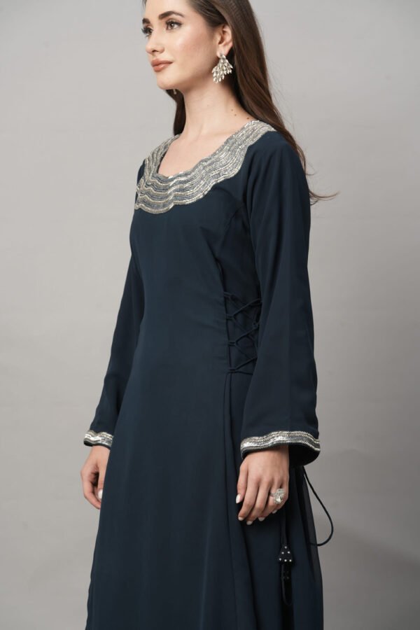Silver Waves Embroidered Kaftan - Image 3