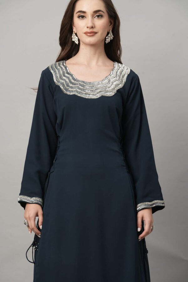 Silver Waves Embroidered Kaftan - Image 2