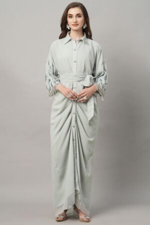 Drape kaftan with Handwork and Fringes