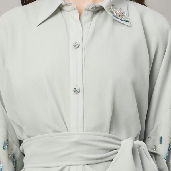 Drape kaftan with Handwork and Fringes - Image 2